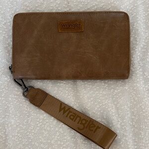 Wrangler Tan Leather Wristlet with Strap